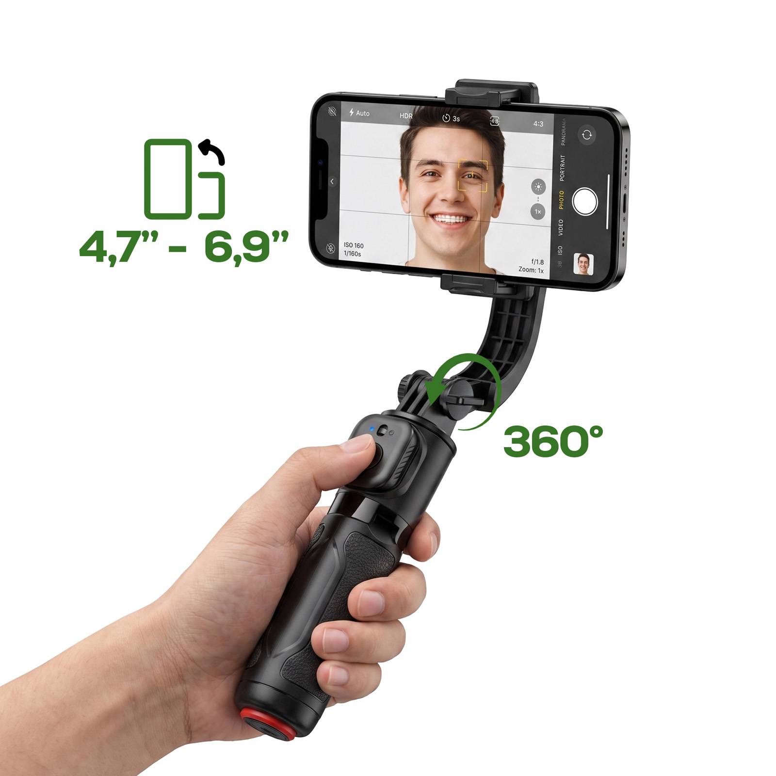 Perche Selfie Trépied Bluetooth Extensible 63 cm Ouverture Auto-2