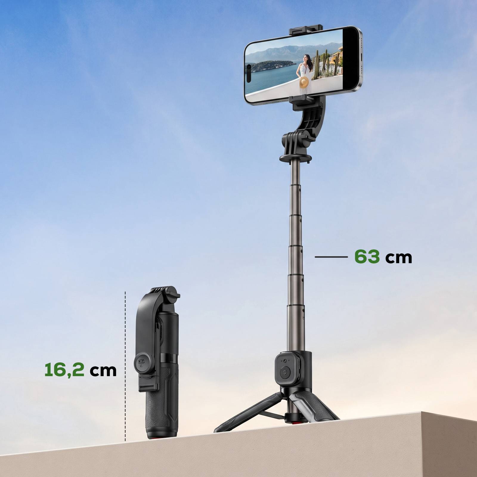 Perche Selfie Trépied Bluetooth Extensible 63 cm Ouverture Auto-4