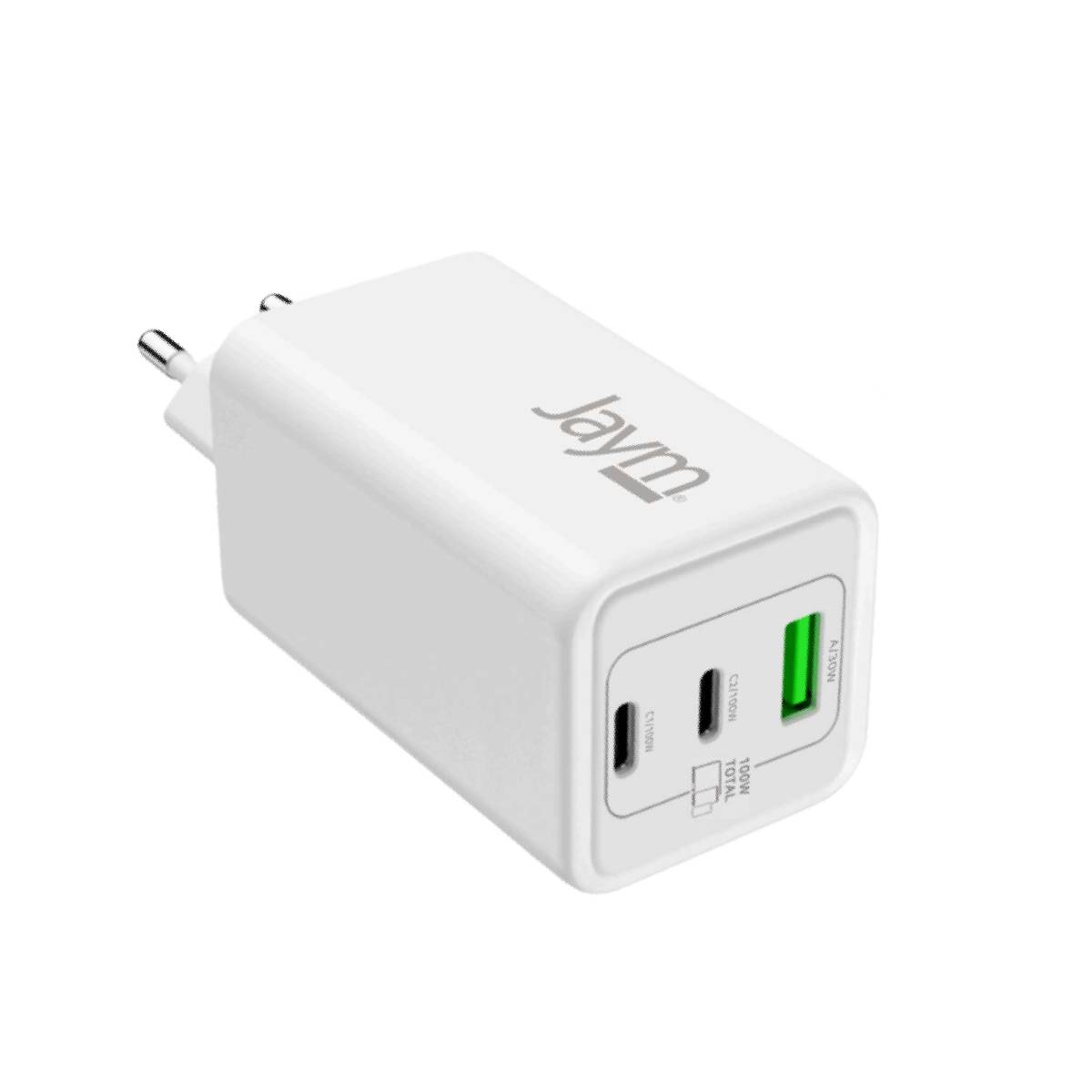 Chargeur Secteur GaN 5A 100W Max avec 2 USB-C et USB-A Compatible PD-PPS-1