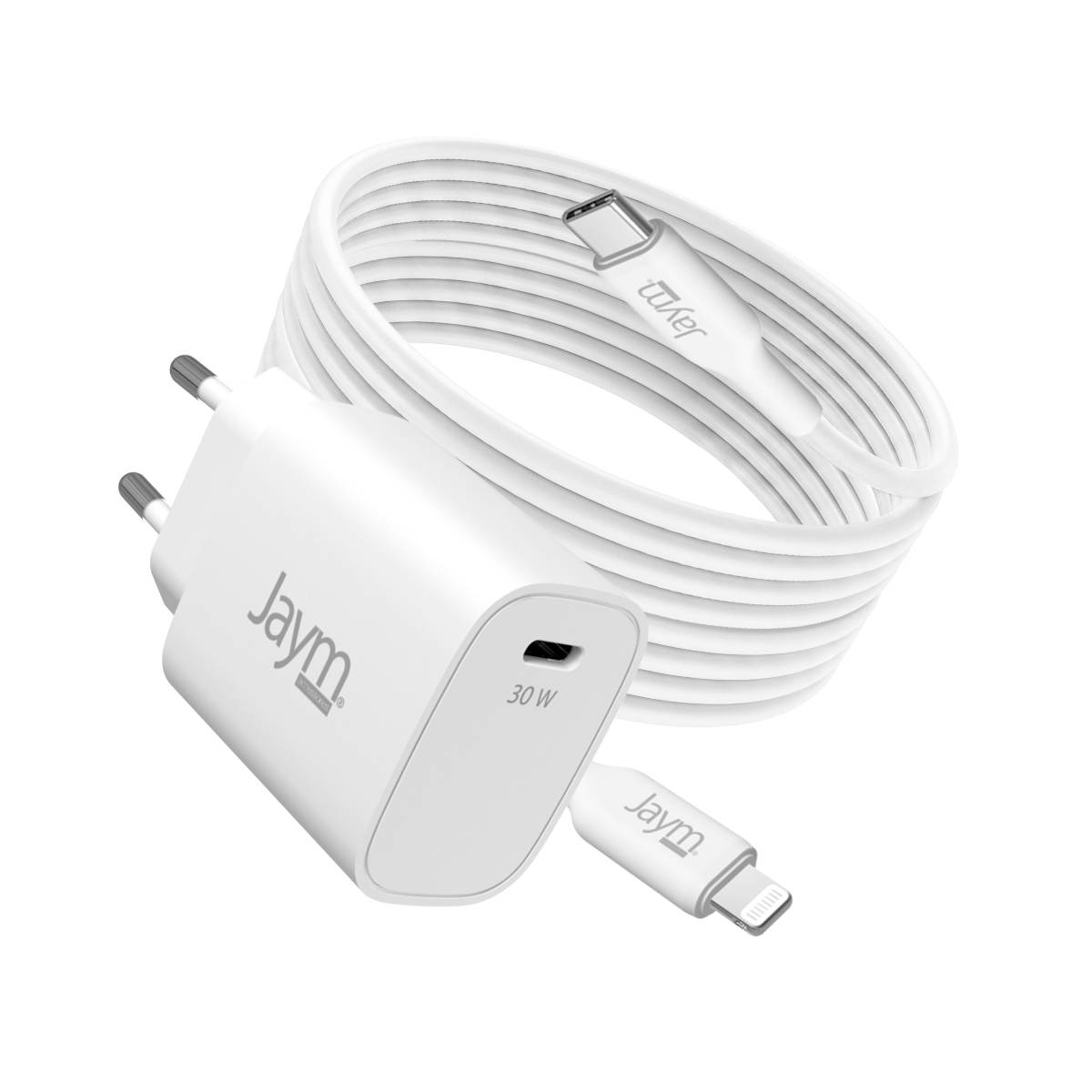 Chargeur Secteur USB-C 30W PD / PPS avec Câble USB-C vers Lightning MFi 2m-0