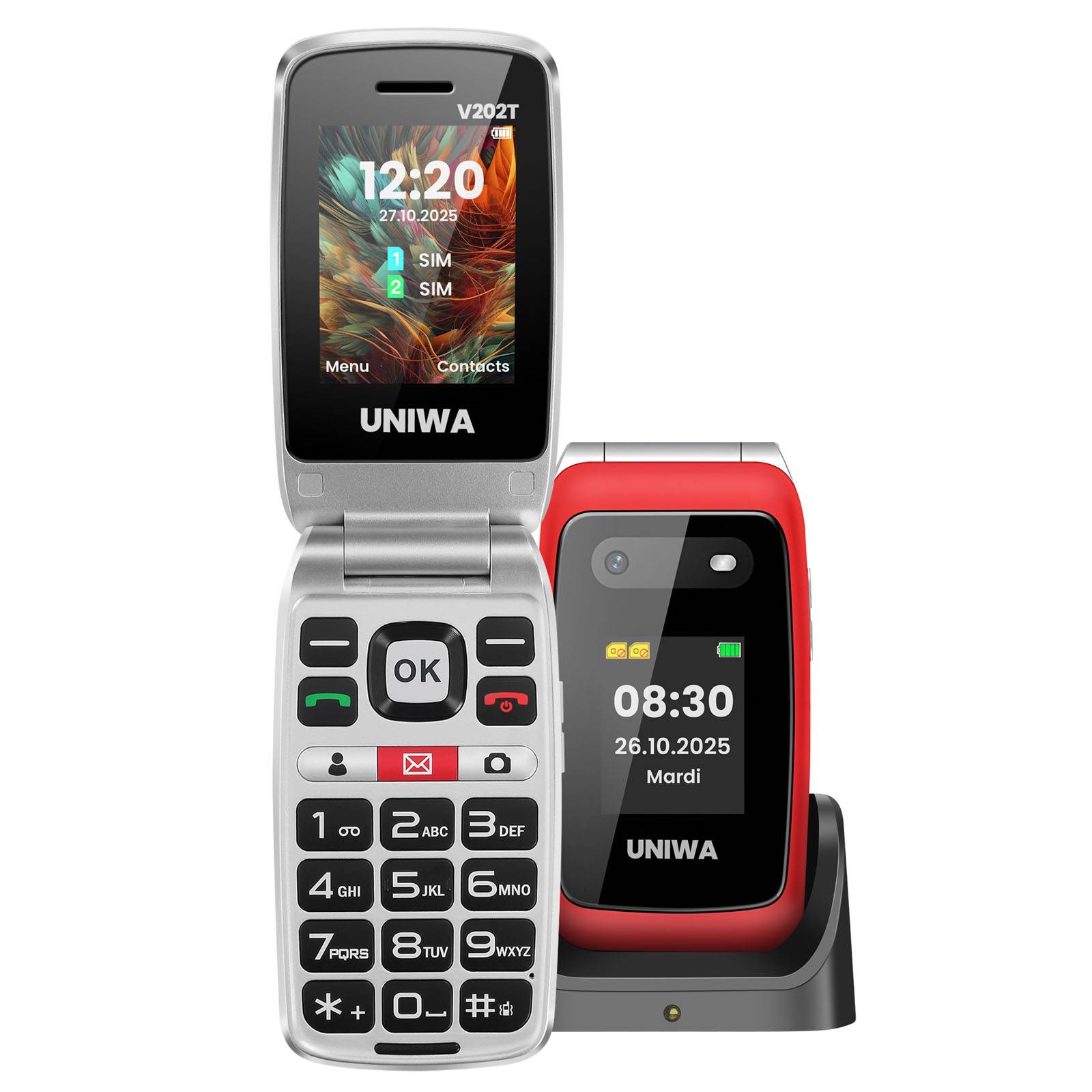 Téléphone Senior à Clapet Double SIM et Double Écran 4G LTE 1450mAh-0