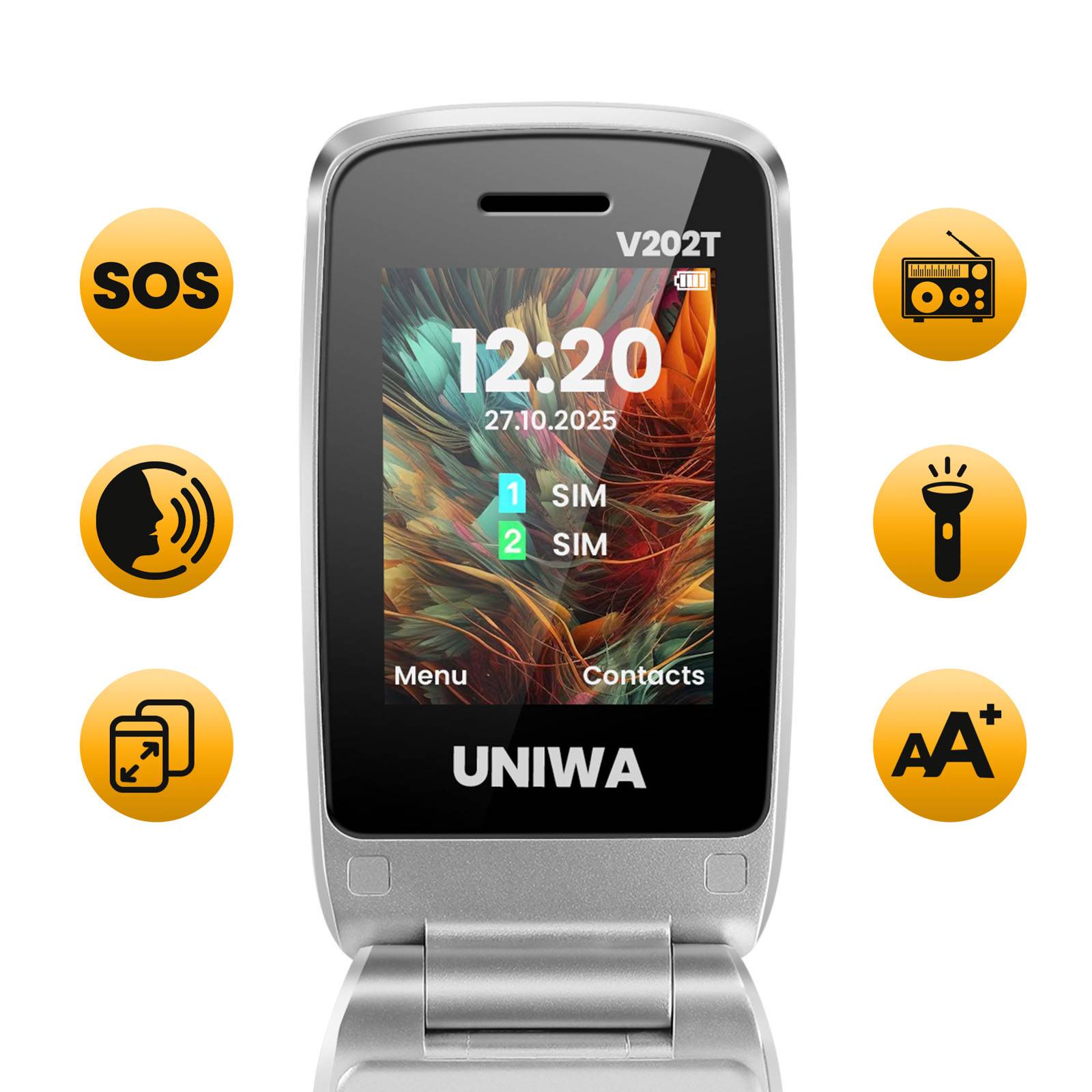 Téléphone Senior à Clapet Double SIM et Double Écran 4G LTE 1450mAh-2