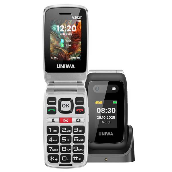 Téléphone Senior à Clapet Double SIM et Double Écran 4G LTE 1450mAh