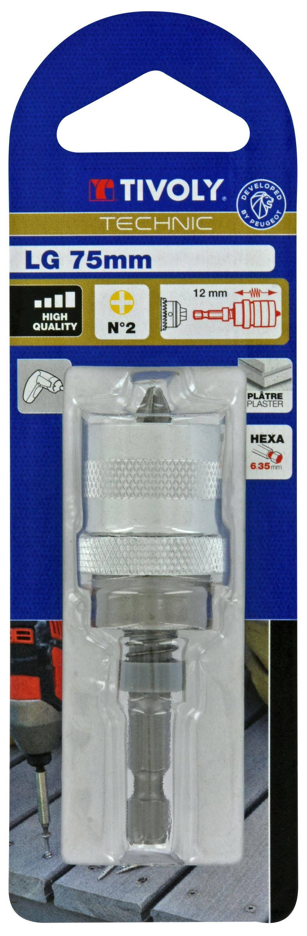 Tivoly – Porte-embout de vissage spécial plaque de plâtre débrayable avec butée réglable-1