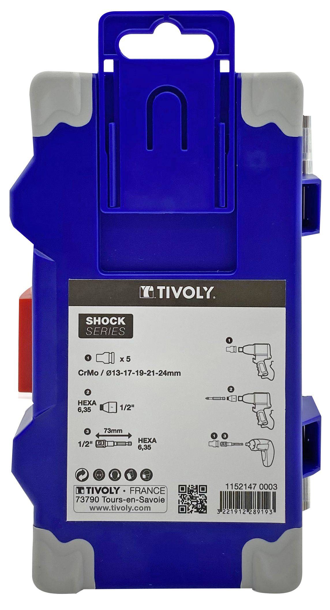 Tivoly – Coffret de 7 pièces : douilles à choc 1/2" et accessoires-2