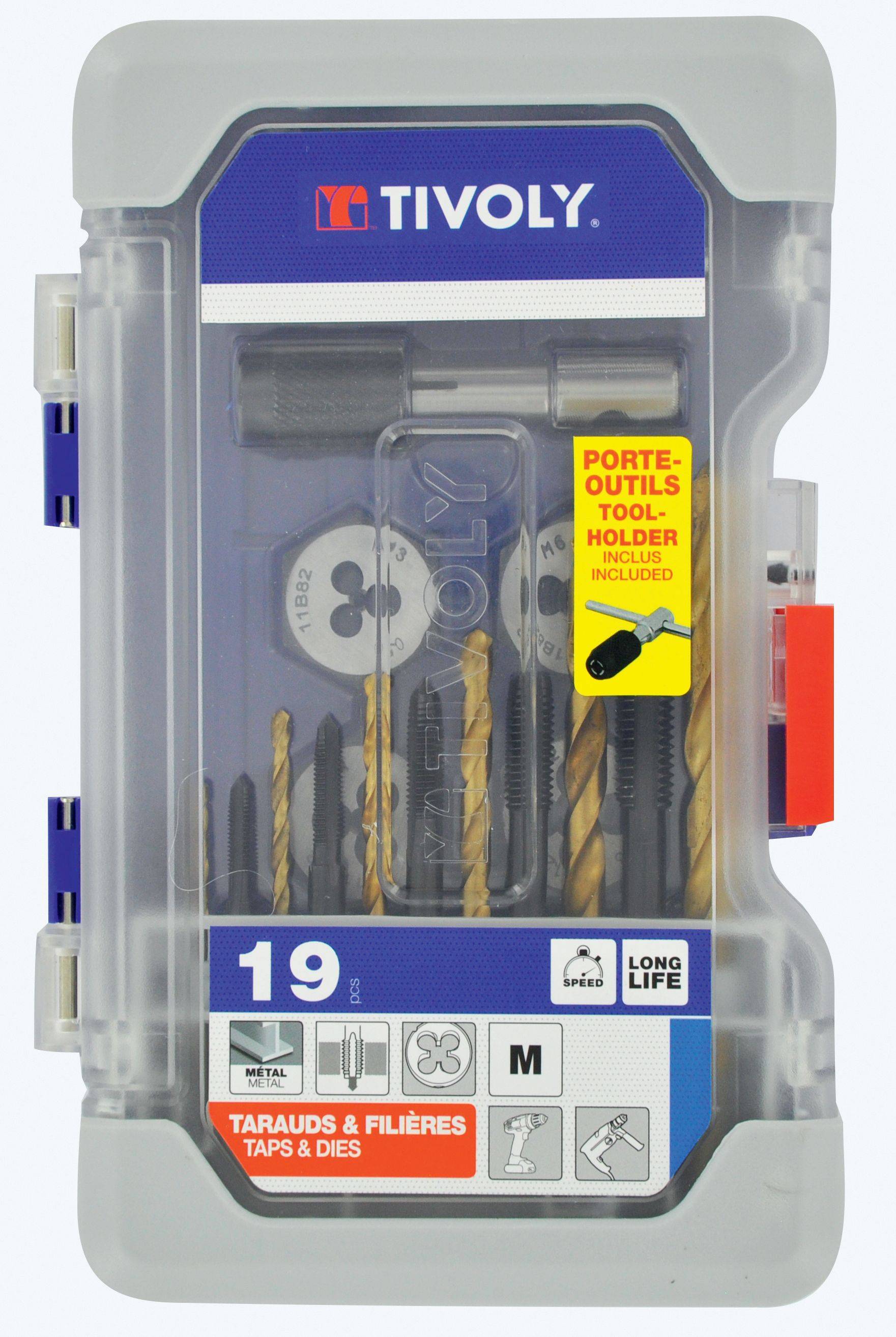 Tivoly – Mallette Ranger MTF19 19 pièces avec tarauds, filières et forets-0