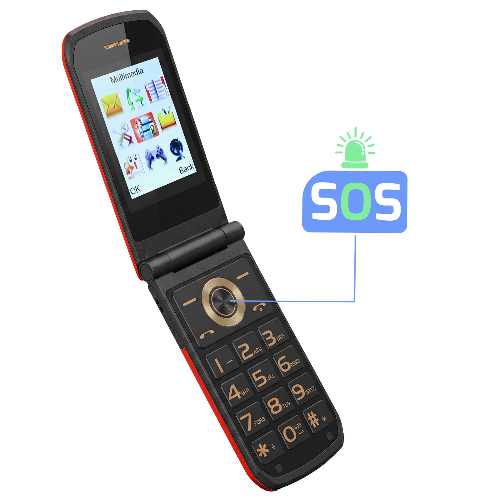 Téléphone Portable à Clapet 4G avec Double Écran et Touche SOS-2