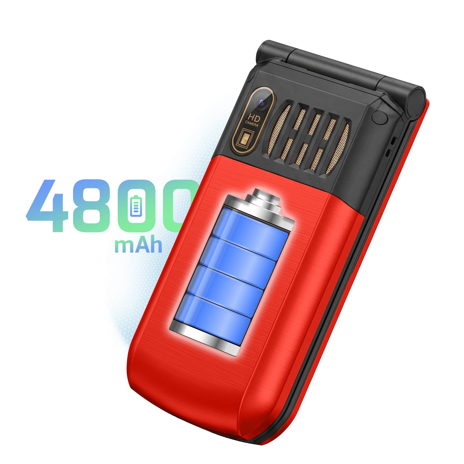 Téléphone Portable à Clapet 4G avec Double Écran et Touche SOS-4