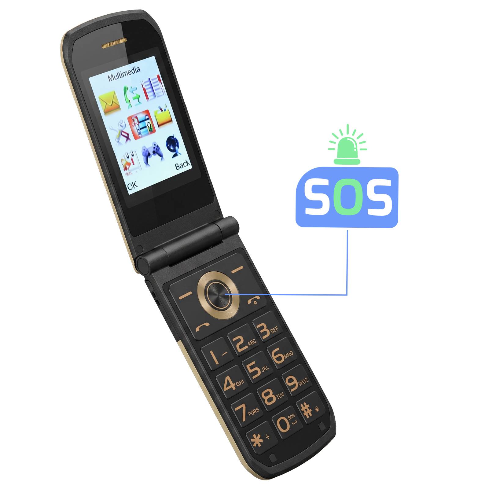 Téléphone Portable à Clapet 4G avec Double Écran et Touche SOS-2