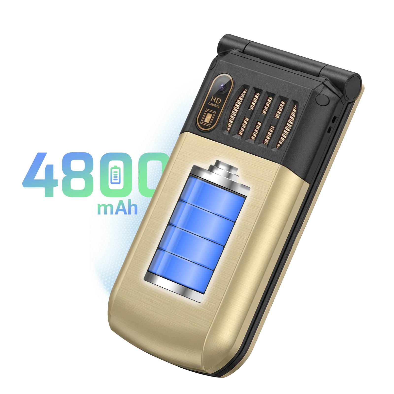Téléphone Portable à Clapet 4G avec Double Écran et Touche SOS-4