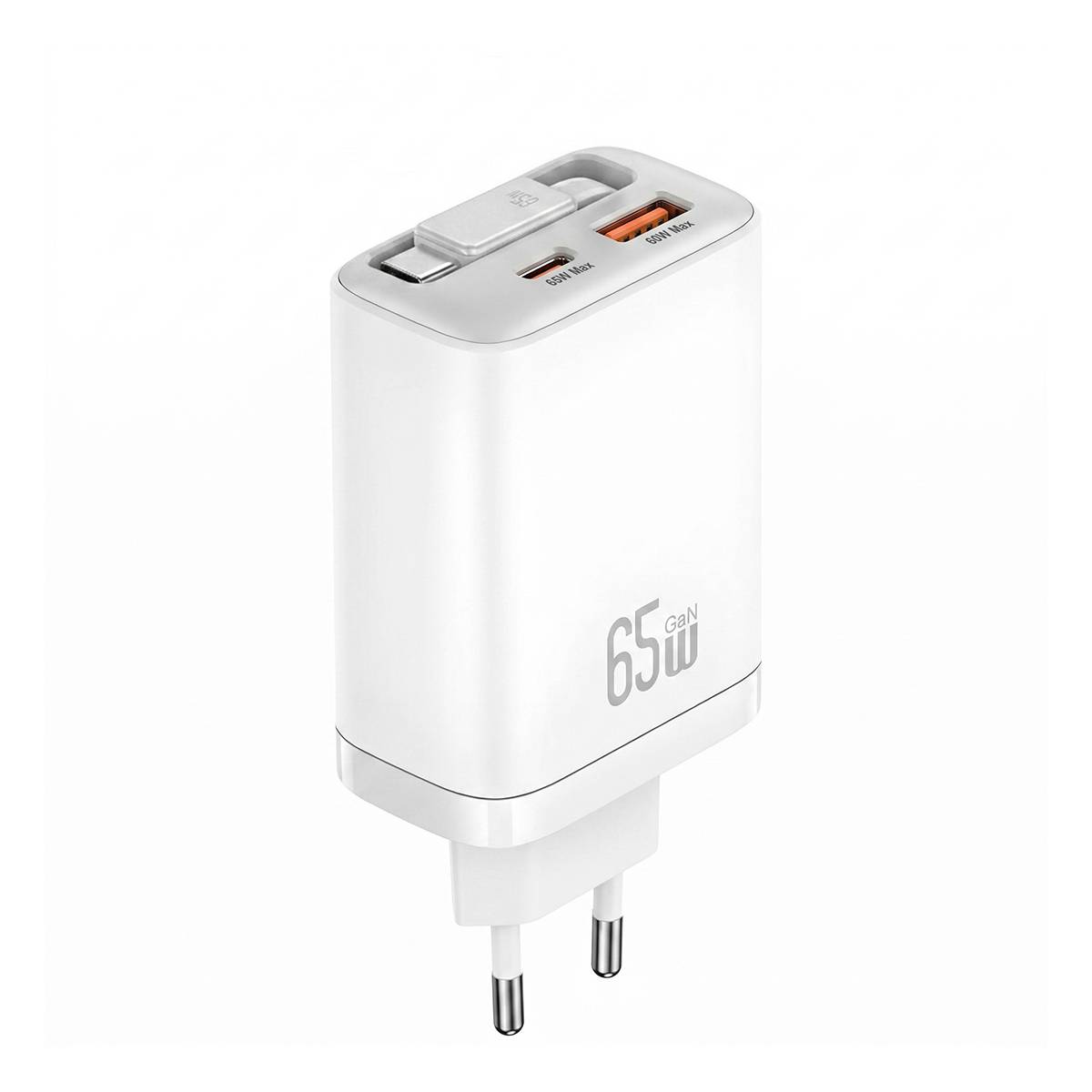 Chargeur GaN 65W 2 Ports USB PD et PPS avec Câble Rétractable USB-C Rapide-3
