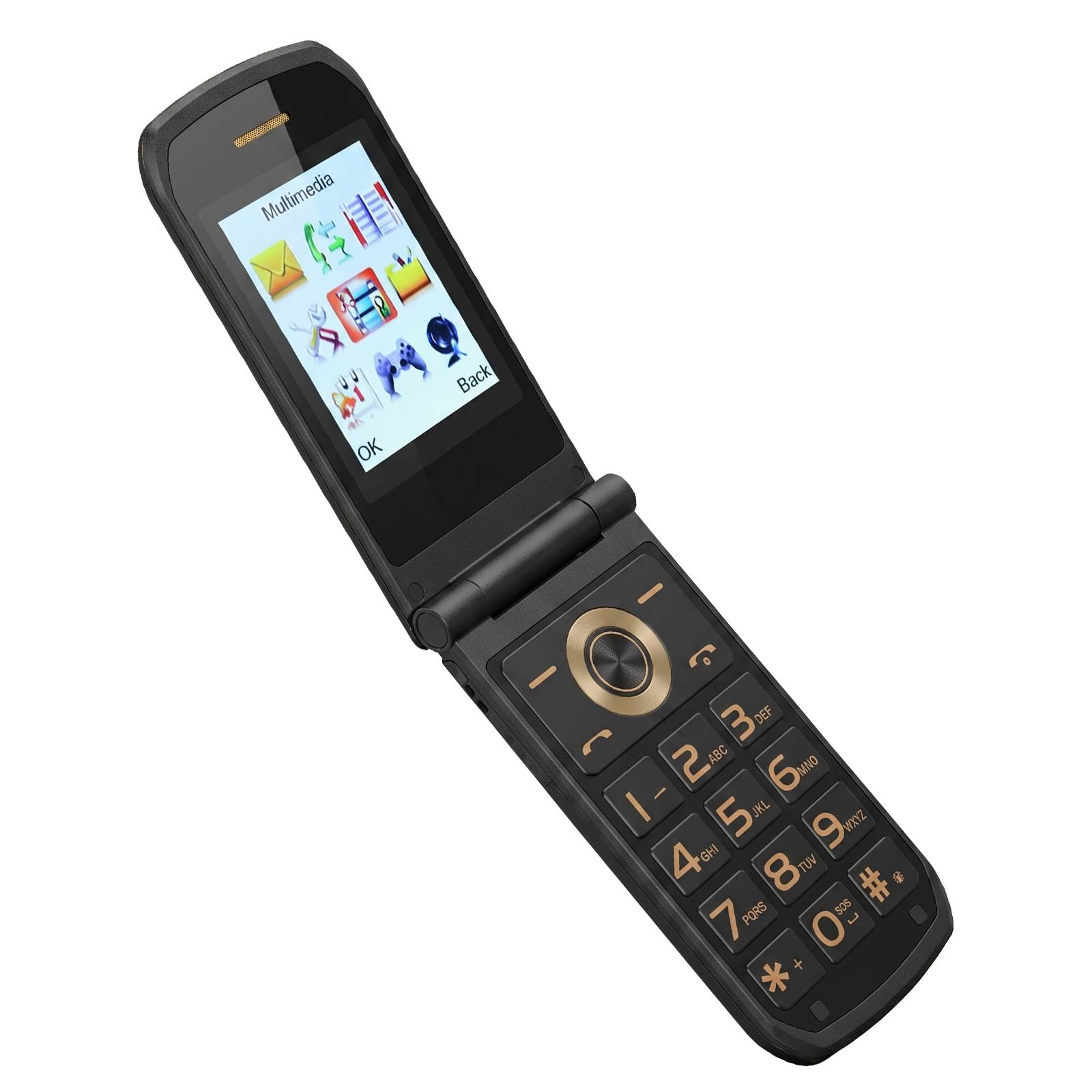 Téléphone Portable à Clapet 4G avec Double Écran et Touche SOS-1