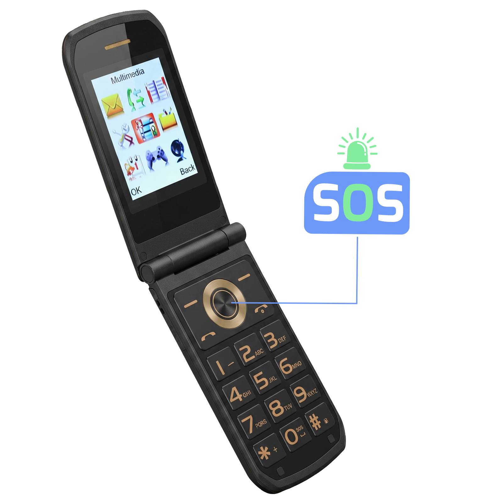Téléphone Portable à Clapet 4G avec Double Écran et Touche SOS-2
