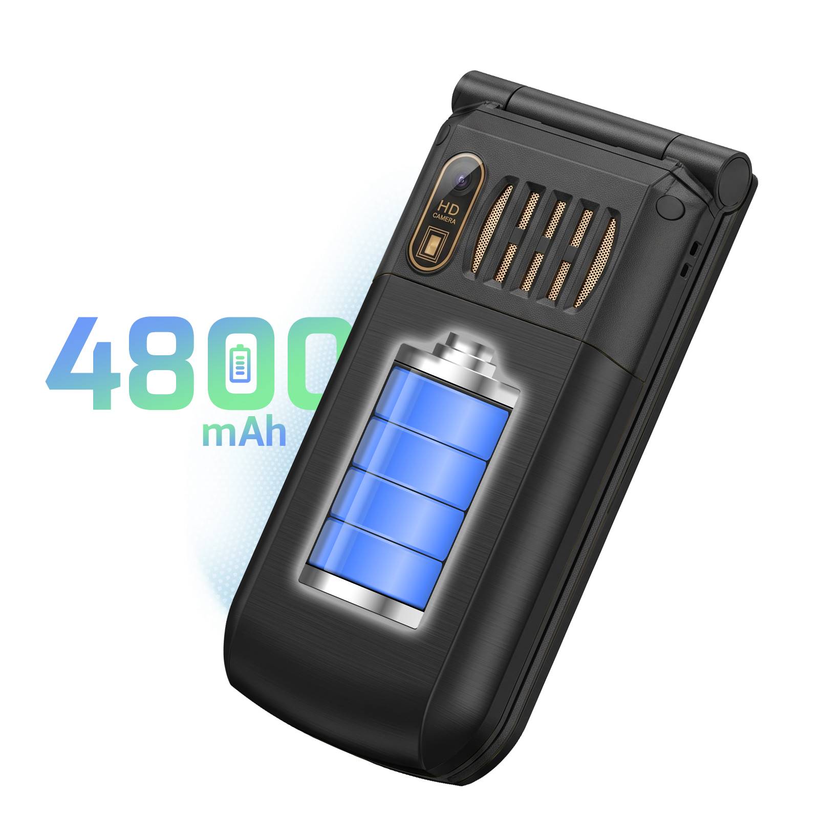 Téléphone Portable à Clapet 4G avec Double Écran et Touche SOS-4