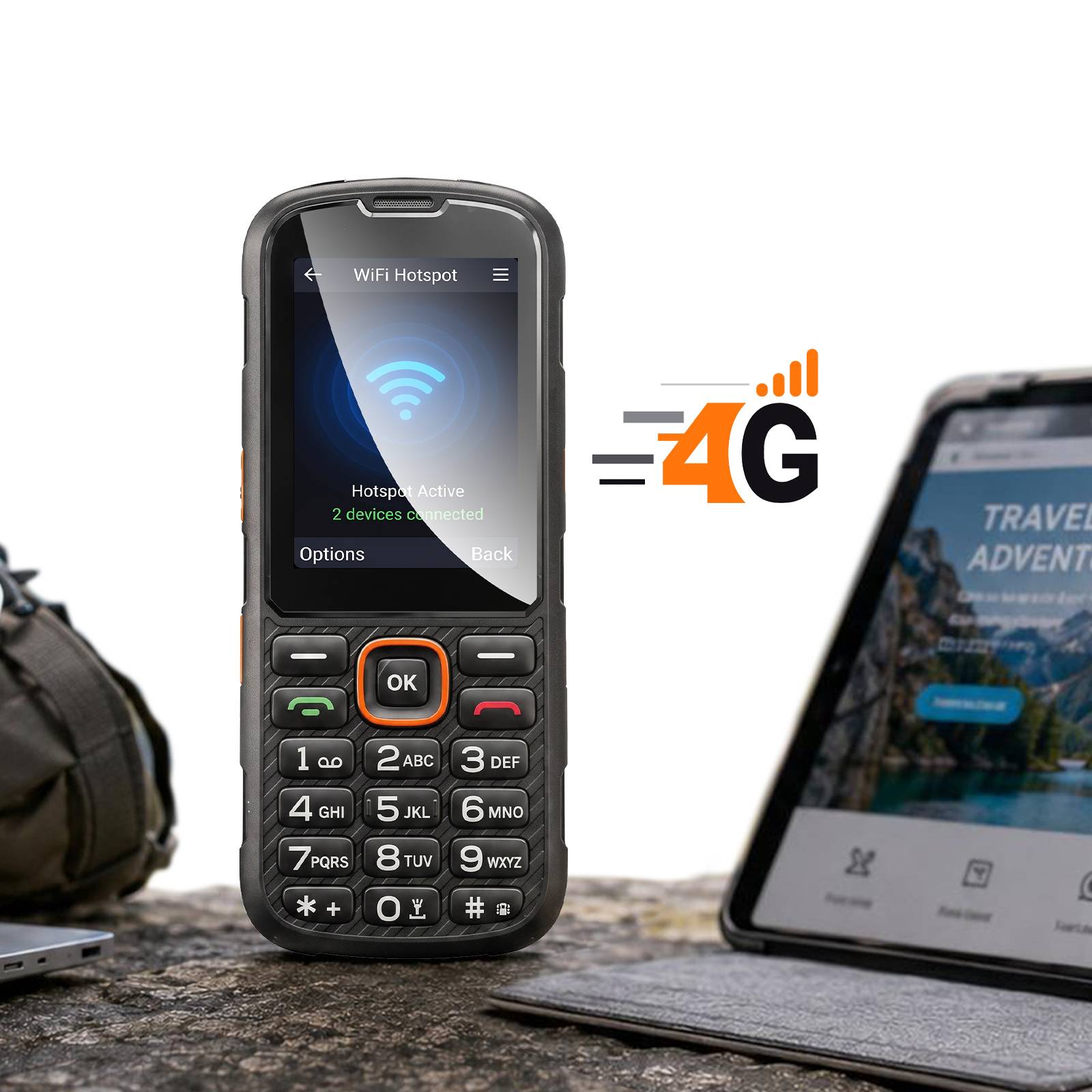 Téléphone Portable Robuste Incassable 4G avec Écran 2.8" et Socle de Charge-2