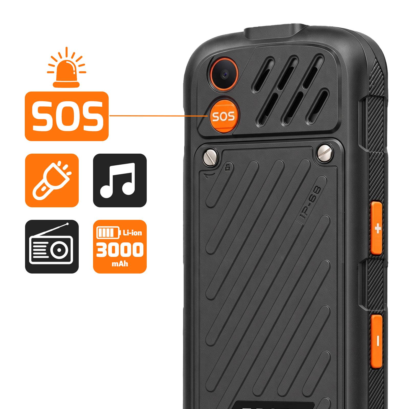 Téléphone Portable Robuste Incassable 4G avec Écran 2.8" et Socle de Charge-4