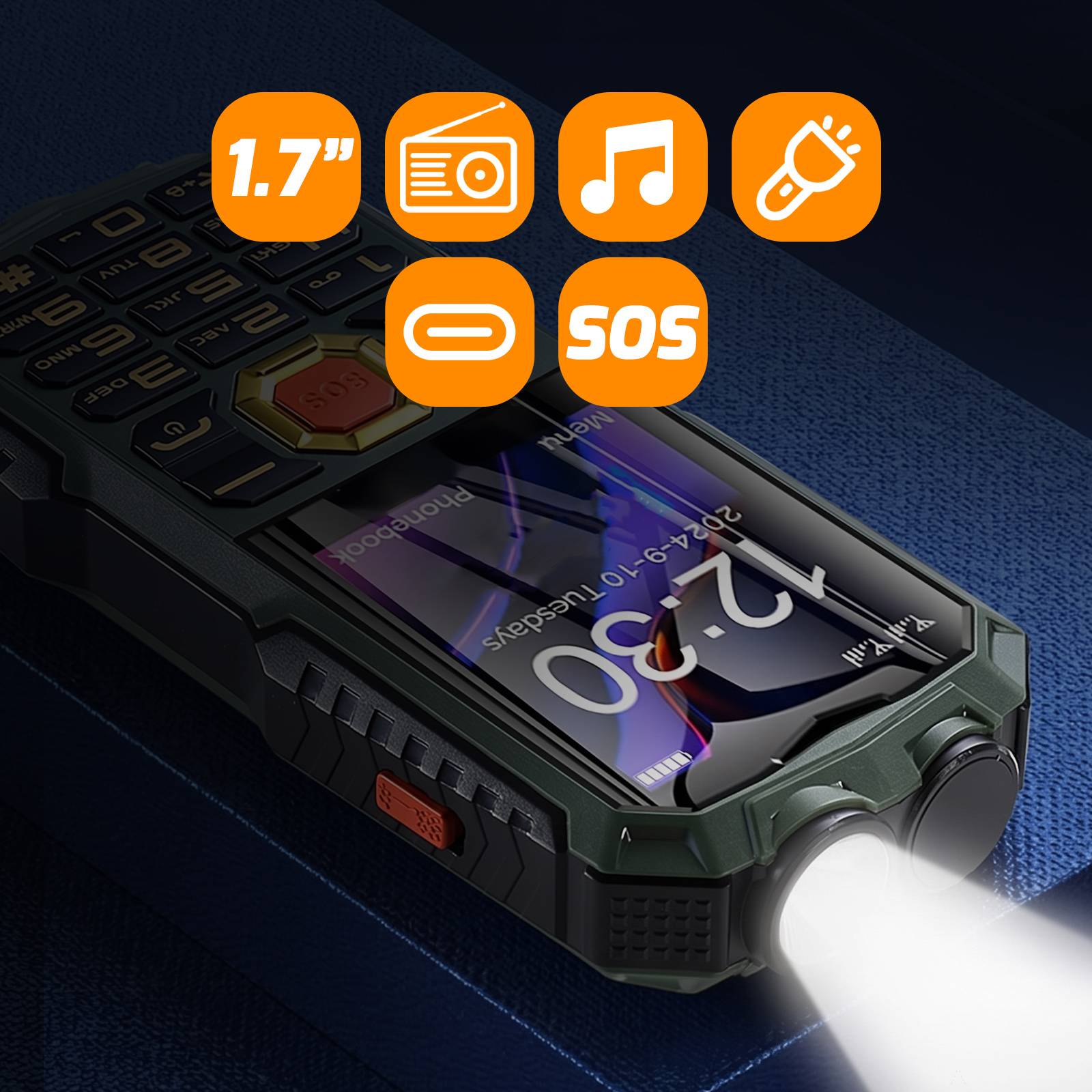 Téléphone Portable de Chantier 4G Incassable 16800mAh avec Lampe Torche et SOS-3