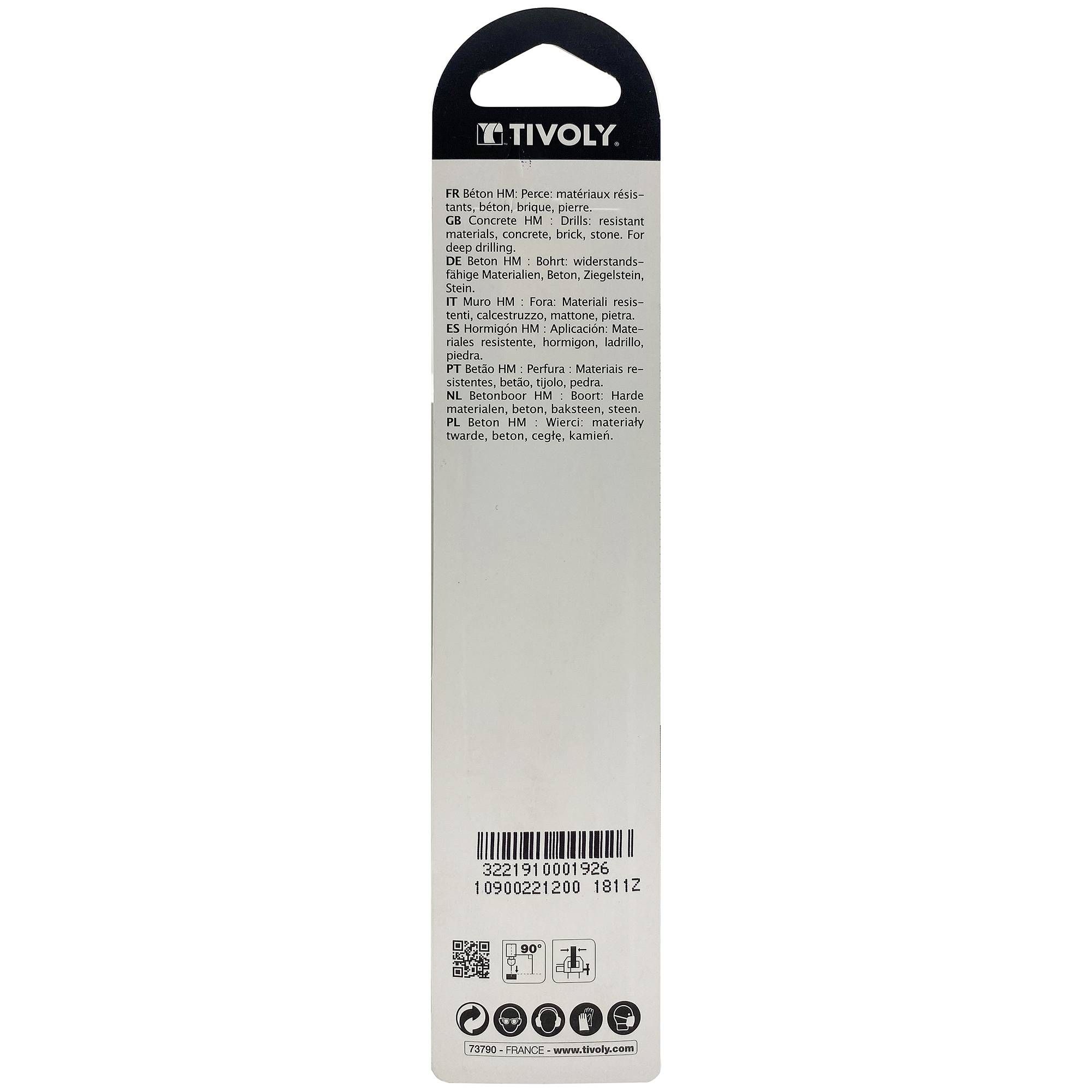 Tivoly – Foret béton Pro Ø 12 mm avec plaquette carbure – Queue cylindrique-1