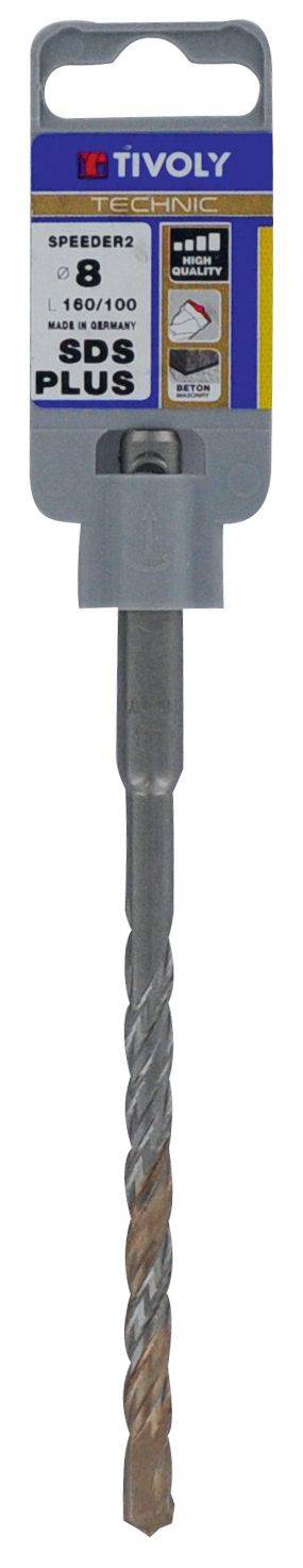 Tivoly – Foret béton SDS+ SPEEDER2 2 taillants L 160 mm avec pointe de centrage et quadruple goujures – Ø 8 mm-1