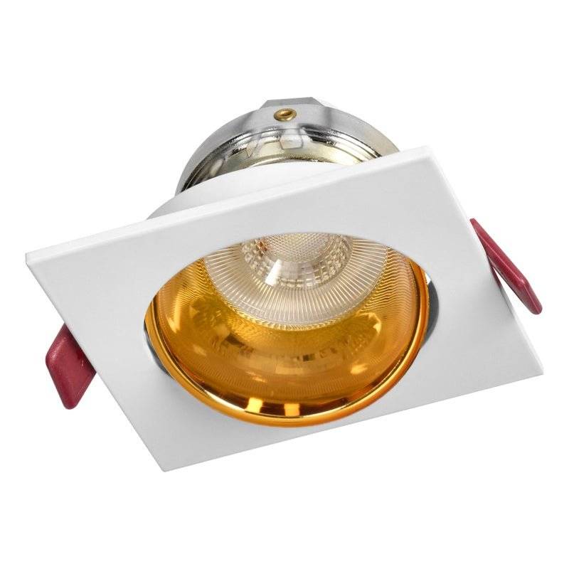 Support Spot GU10/MR16 Encastrable Carré Orientable Aluminium Blanc et Or - SILAMP-0