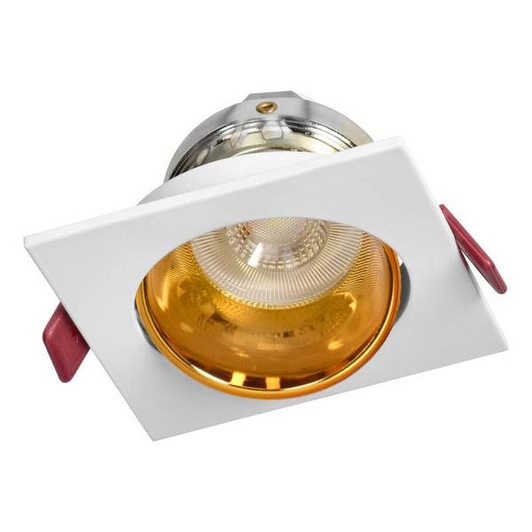 Support Spot GU10/MR16 Encastrable Carré Orientable Aluminium Blanc et Or - SILAMP