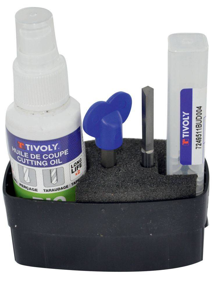 Tivoly – Coffret Lock Destroyer 3 pièces avec foret HM destructeur de serrure Ø 6 mm, huile de coupe et clé serrurier-0