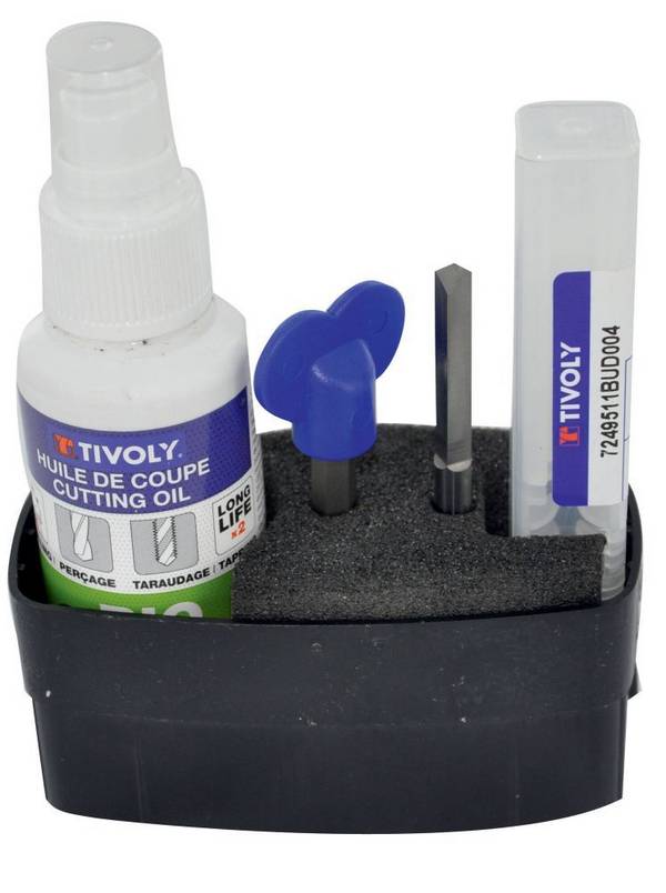 Tivoly – Coffret Lock Destroyer 3 pièces avec foret HM destructeur de serrure Ø 6 mm, huile de coupe et clé serrurier
