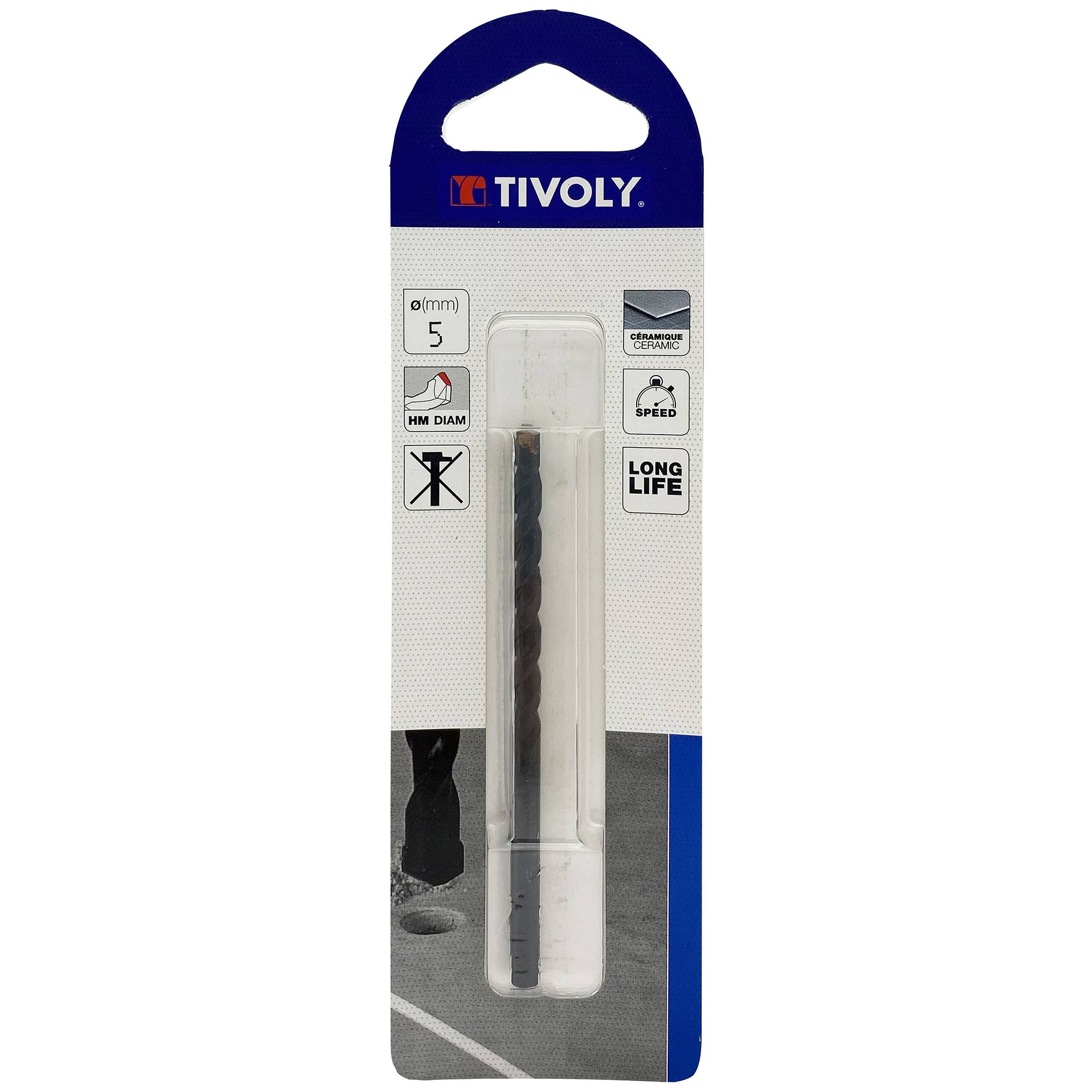 Tivoly – Foret carrelage plaquette carbure affûtée queue cylindrique Ø 5 mm L 85 mm-0