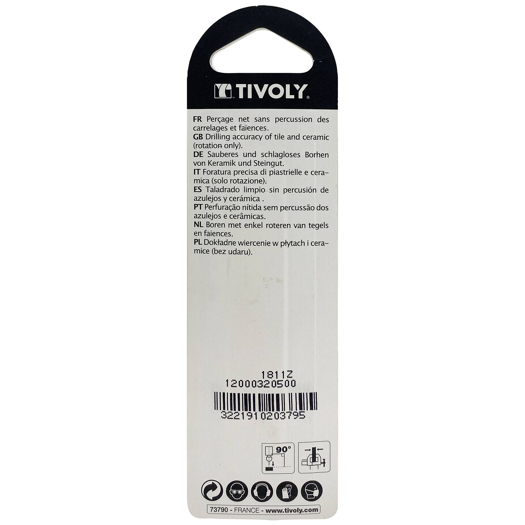 Tivoly – Foret carrelage plaquette carbure affûtée queue cylindrique Ø 5 mm L 85 mm-1