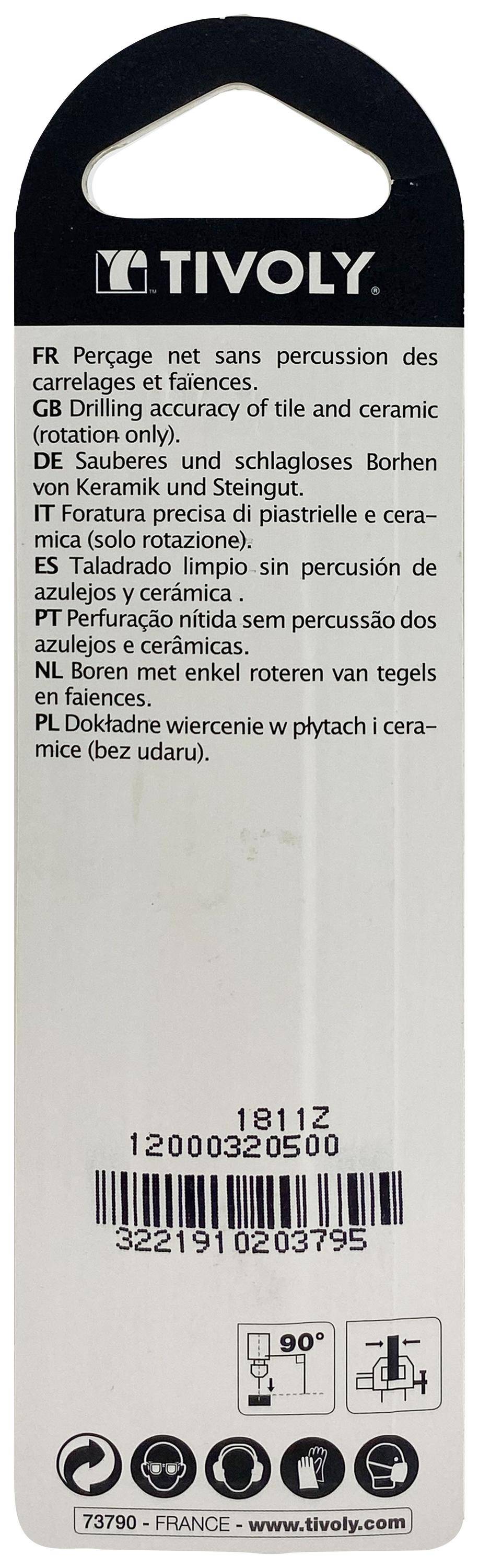 Tivoly – Foret carrelage plaquette carbure affûtée queue cylindrique Ø 5 mm L 85 mm-2
