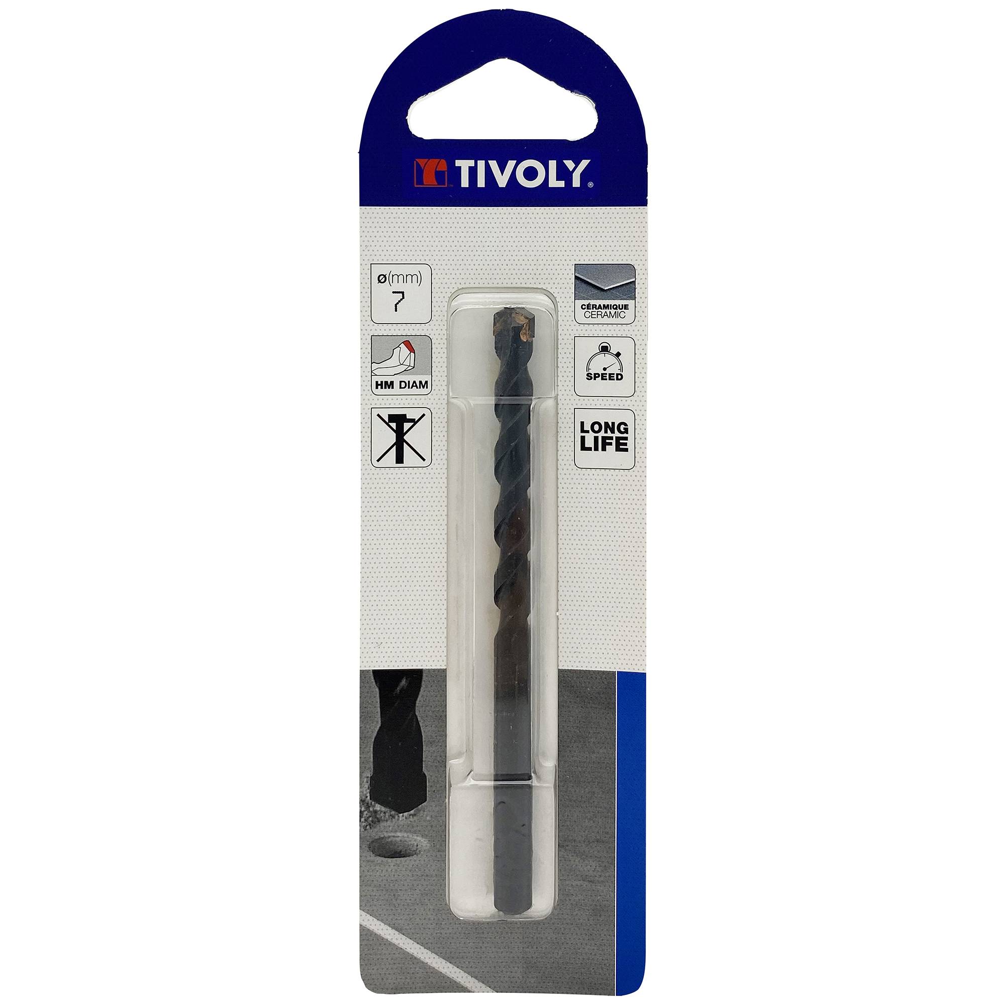 Tivoly – Foret carrelage plaquette carbure affûtée queue cylindrique Ø 7 mm L 100 mm-0