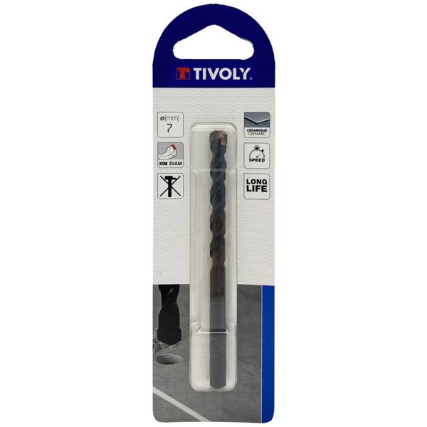 Tivoly – Foret carrelage plaquette carbure affûtée queue cylindrique Ø 7 mm L 100 mm
