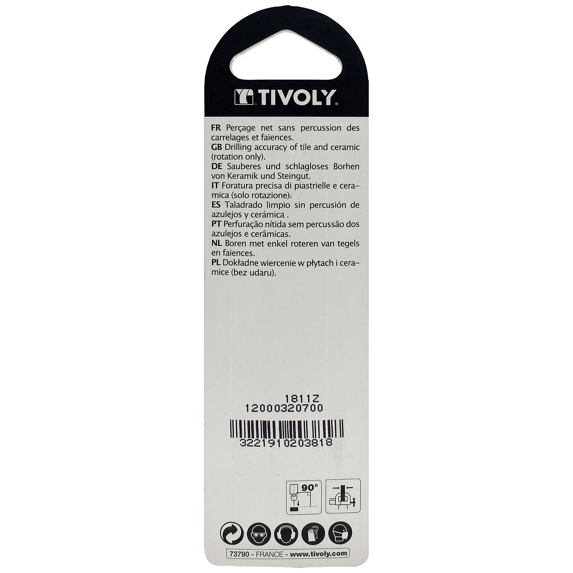 Tivoly – Foret carrelage plaquette carbure affûtée queue cylindrique Ø 7 mm L 100 mm-1