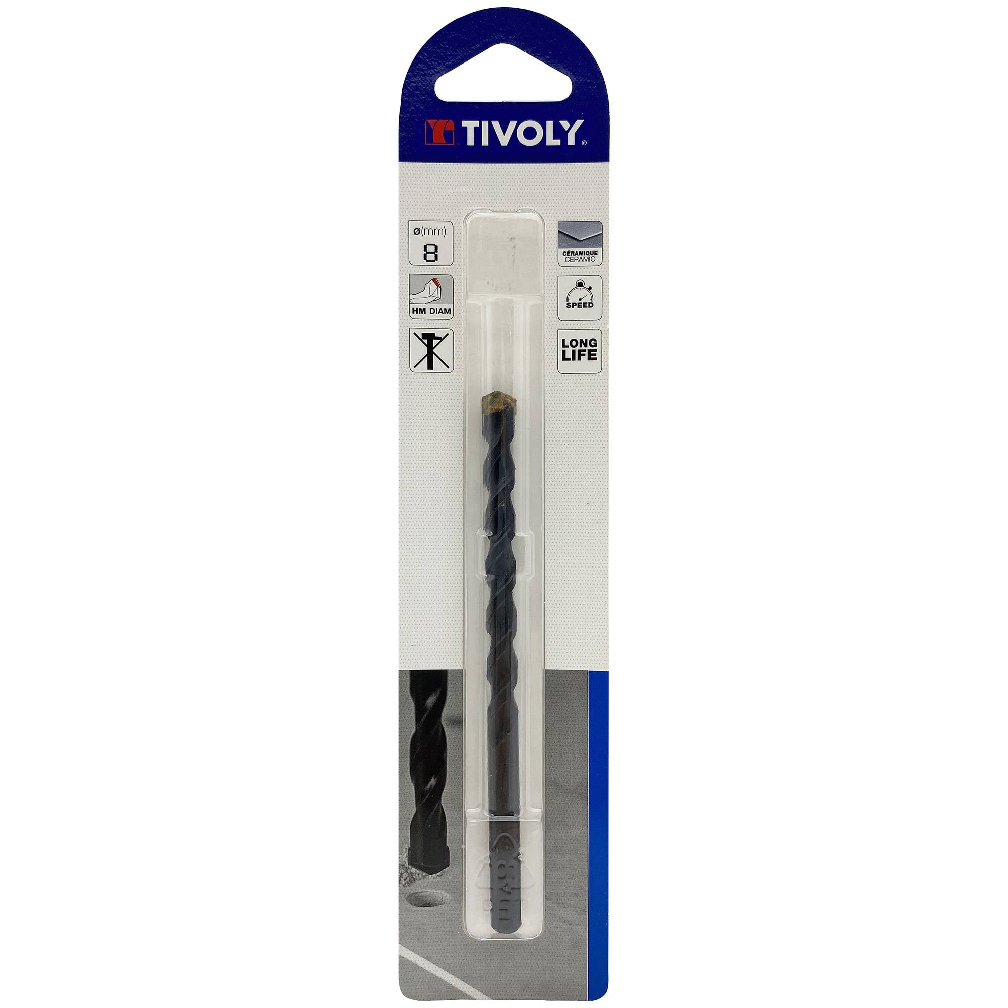 Tivoly – Foret carrelage plaquette carbure affûtée queue cylindrique Ø 8 mm L 120 mm-0