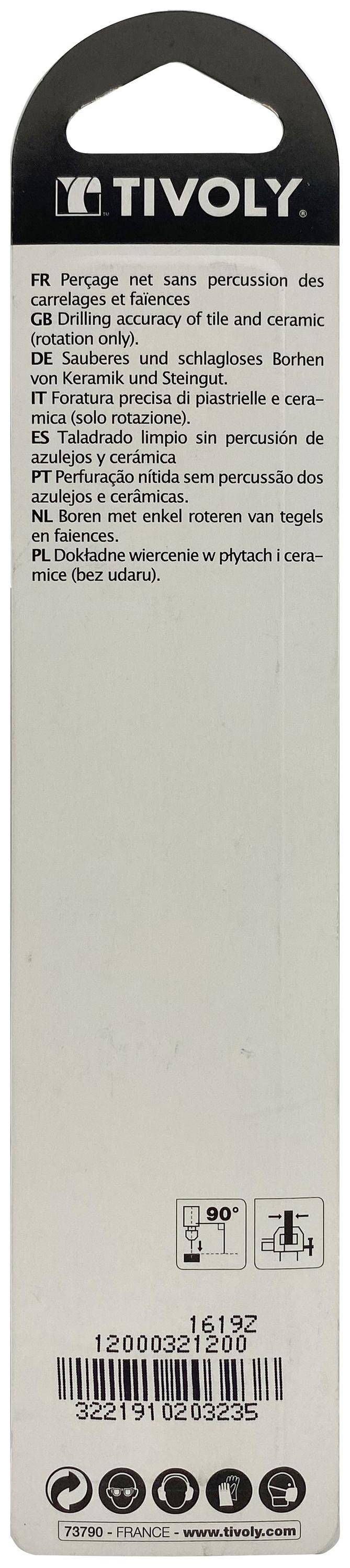 Tivoly – Foret carrelage plaquette carbure affûtée queue cylindrique Ø 12 mm L 120 mm-4
