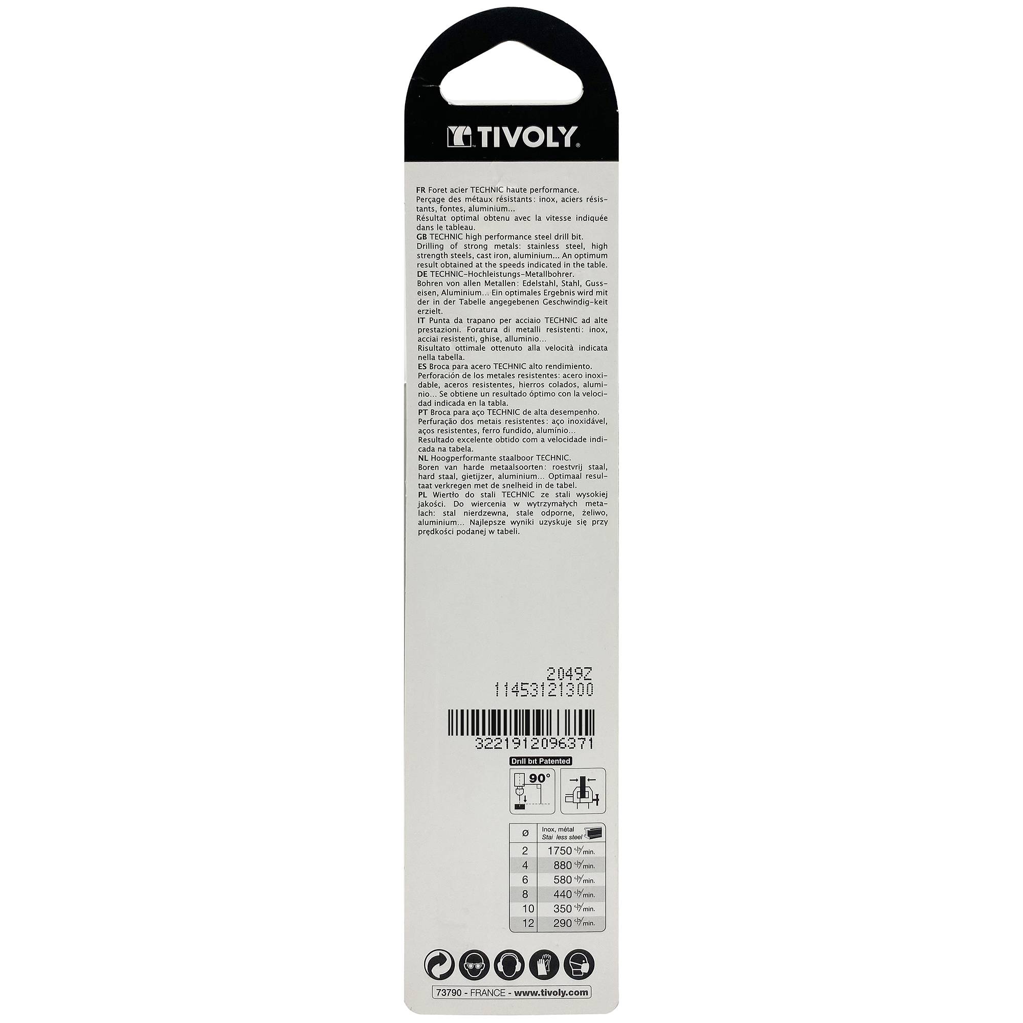 Tivoly – Foret métaux taillé meulé HSS revêtu TiN DIN338 h8 pointe en croix queue à 3 méplats Ø 13 mm L 151 mm-0