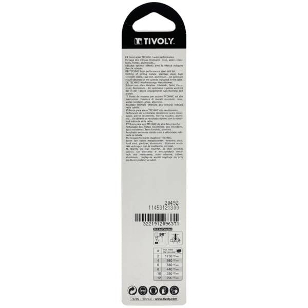 Tivoly – Foret métaux taillé meulé HSS revêtu TiN DIN338 h8 pointe en croix queue à 3 méplats Ø 13 mm L 151 mm