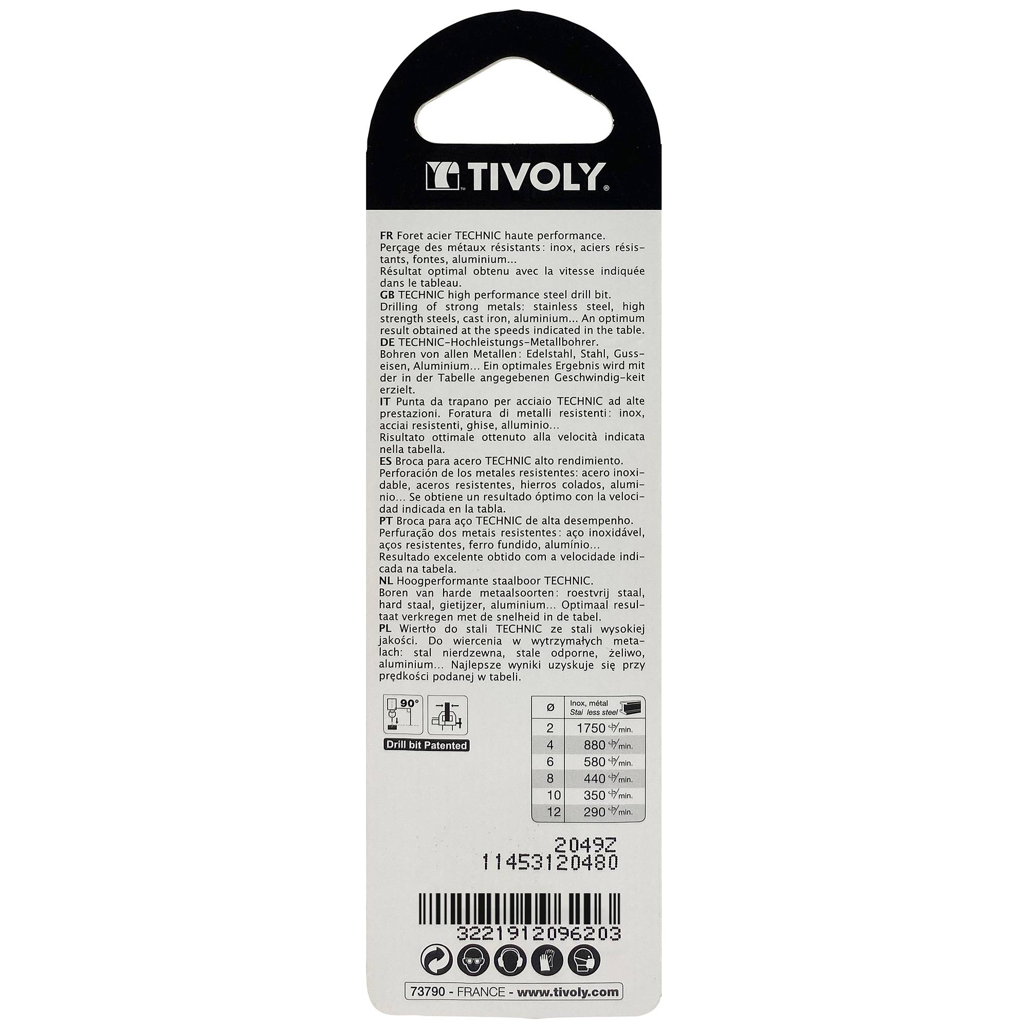 Tivoly – Foret métaux taillé meulé HSS revêtu TiN DIN338 h8 pointe en croix queue à 3 méplats Ø 4,8 mm L 86 mm-0