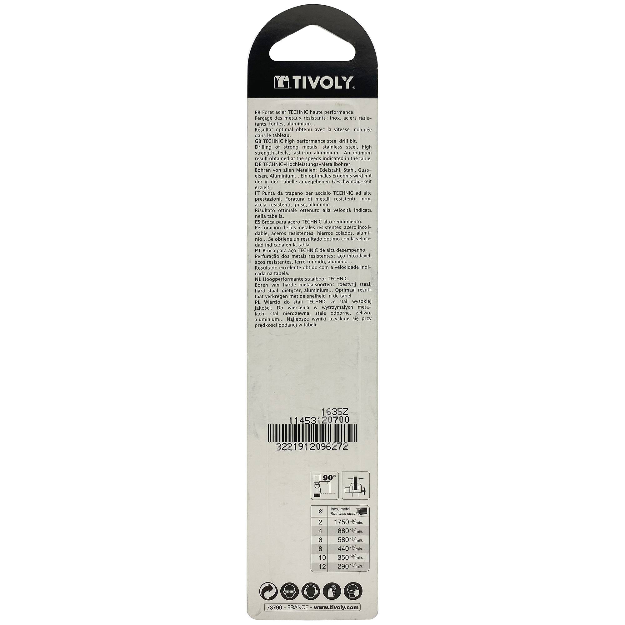 Tivoly – Foret métaux taillé meulé HSS revêtu TiN DIN338 h8 pointe en croix queue à 3 méplats Ø 7 mm L 109 mm-0