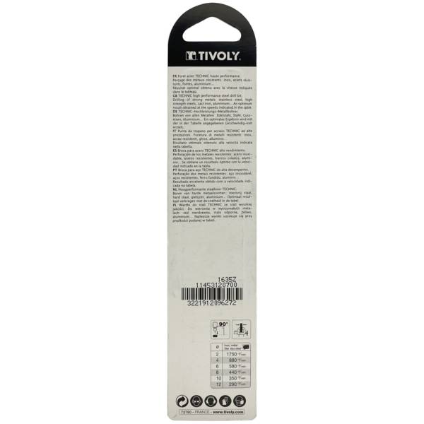 Tivoly – Foret métaux taillé meulé HSS revêtu TiN DIN338 h8 pointe en croix queue à 3 méplats Ø 7 mm L 109 mm