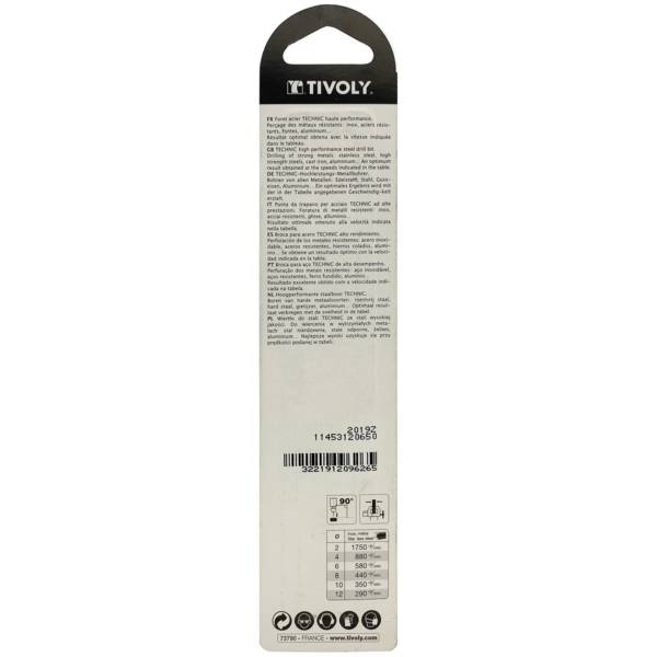 Tivoly – Foret métaux taillé meulé HSS revêtu TiN DIN338 h8 pointe en croix queue à 3 méplats Ø 6,5 mm L 101 mm