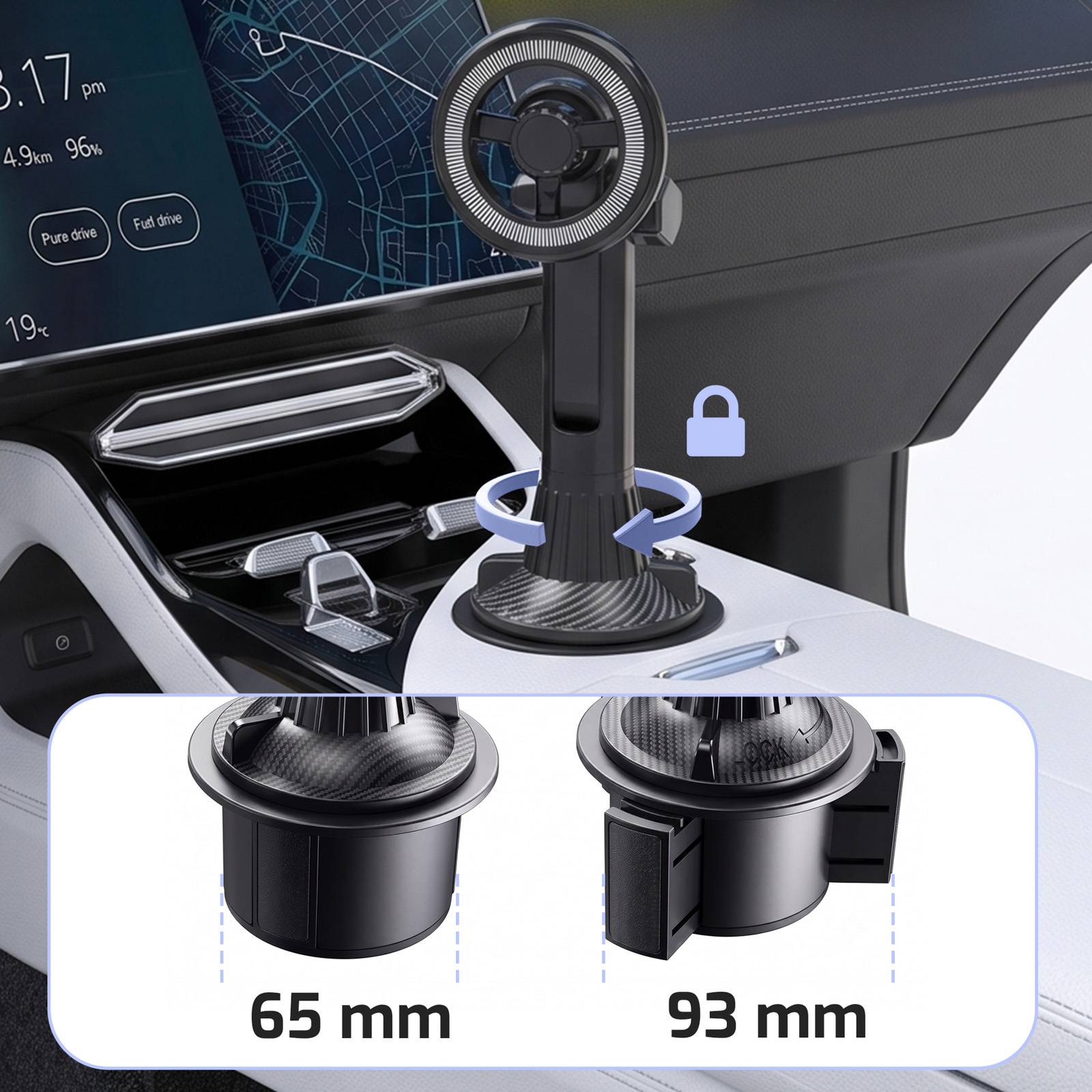 Support Voiture Magnétique pour Smartphone sur Porte-Gobelet Rotative 360°-2