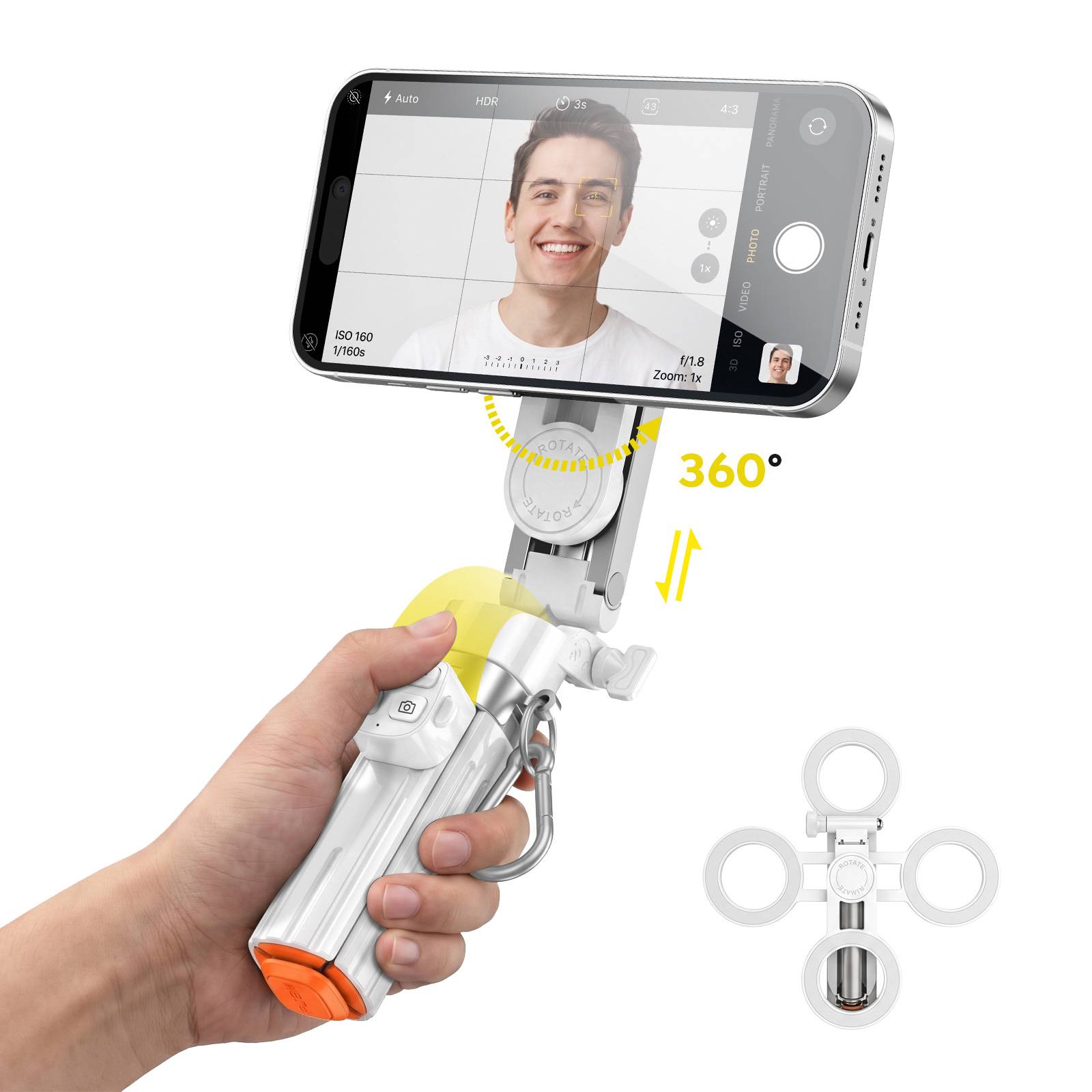 Perche à Selfie MagSafe pour Smartphone avec Trépied Auto-Pop et Poignée Grip-2