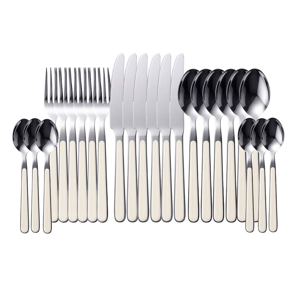 Set de 24 Couverts de Table en Acier Inoxydable Finition à bords lisses-0