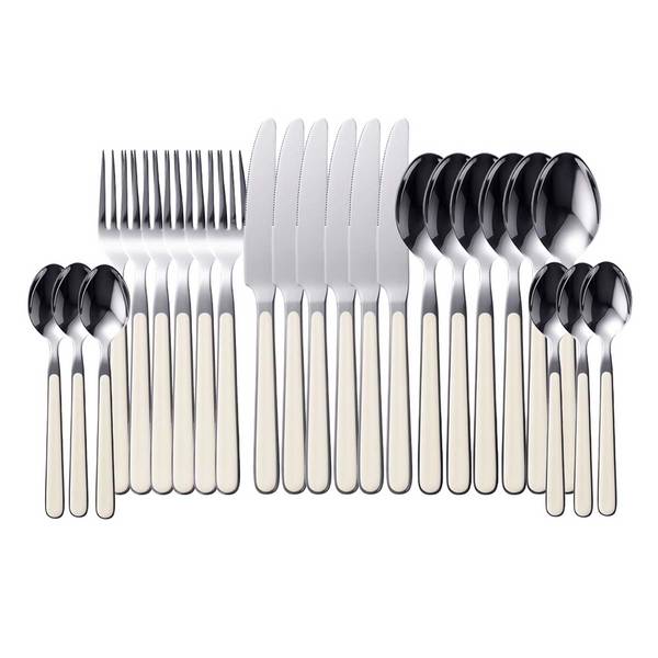 Set de 24 Couverts de Table en Acier Inoxydable Finition à bords lisses
