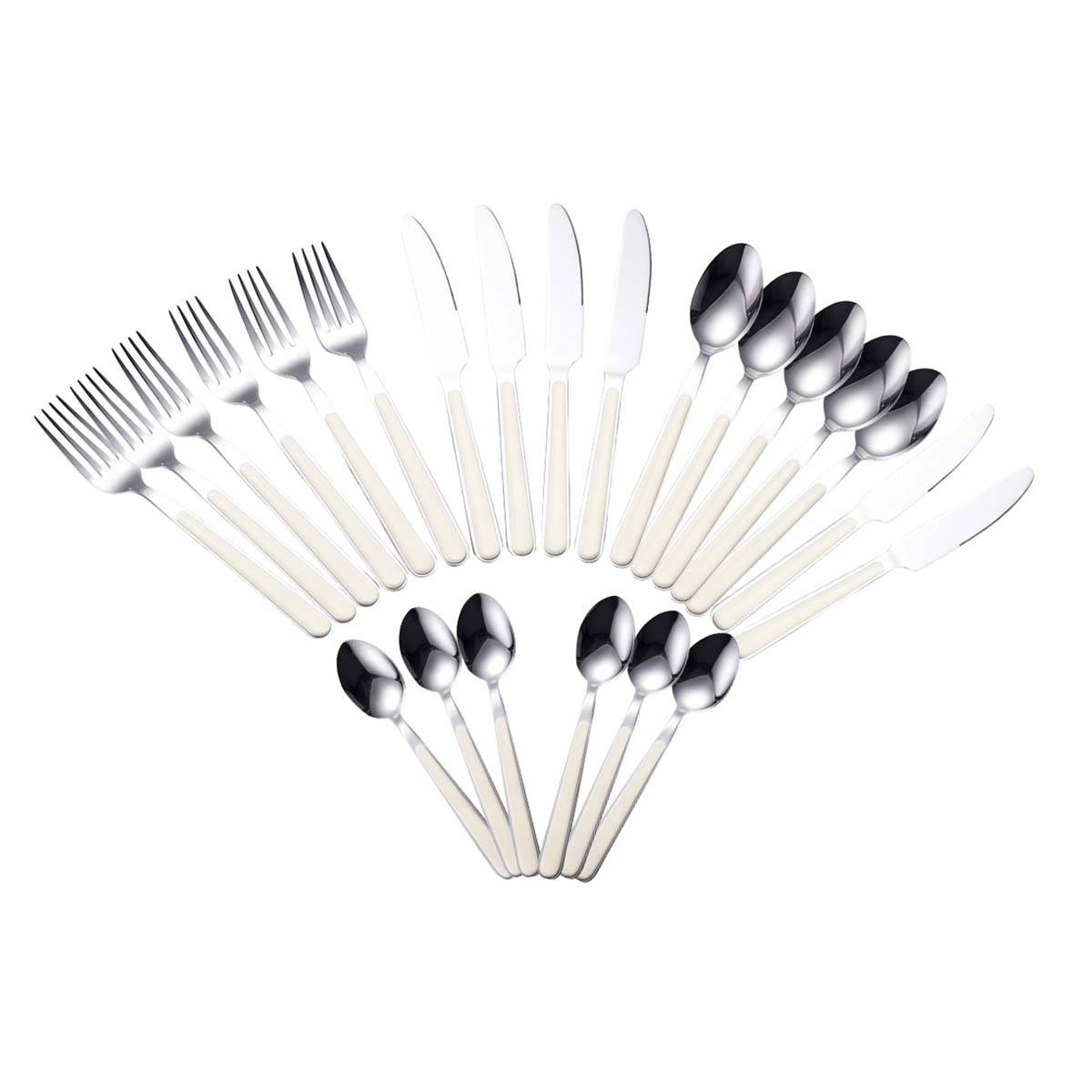 Set de 24 Couverts de Table en Acier Inoxydable Finition à bords lisses-1