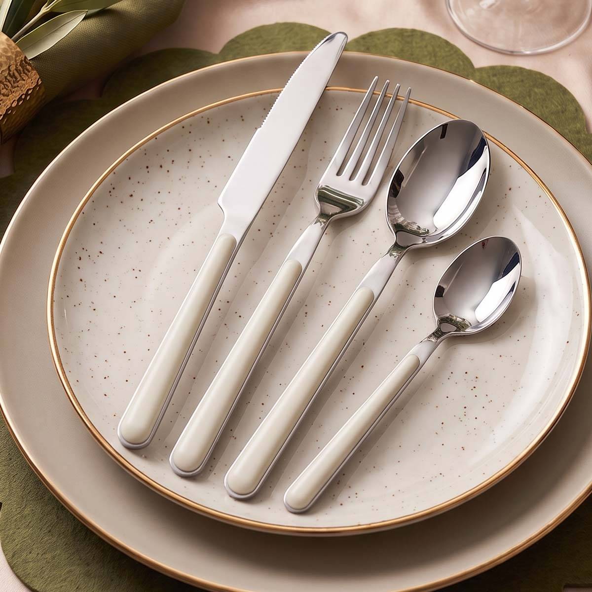 Set de 24 Couverts de Table en Acier Inoxydable Finition à bords lisses-3