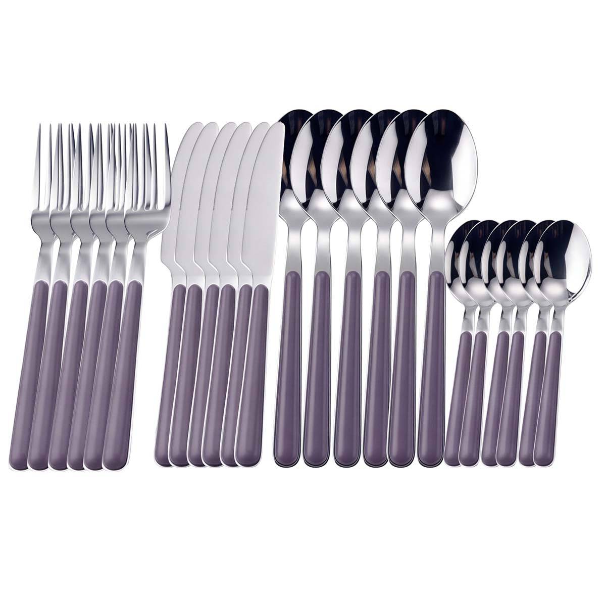 Set de 24 Couverts de Table en Acier Inoxydable Finition à bords lisses-0