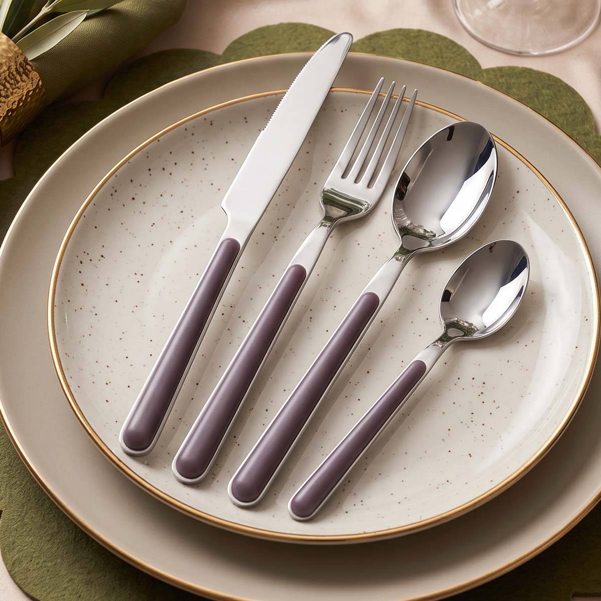Set de 24 Couverts de Table en Acier Inoxydable Finition à bords lisses-3