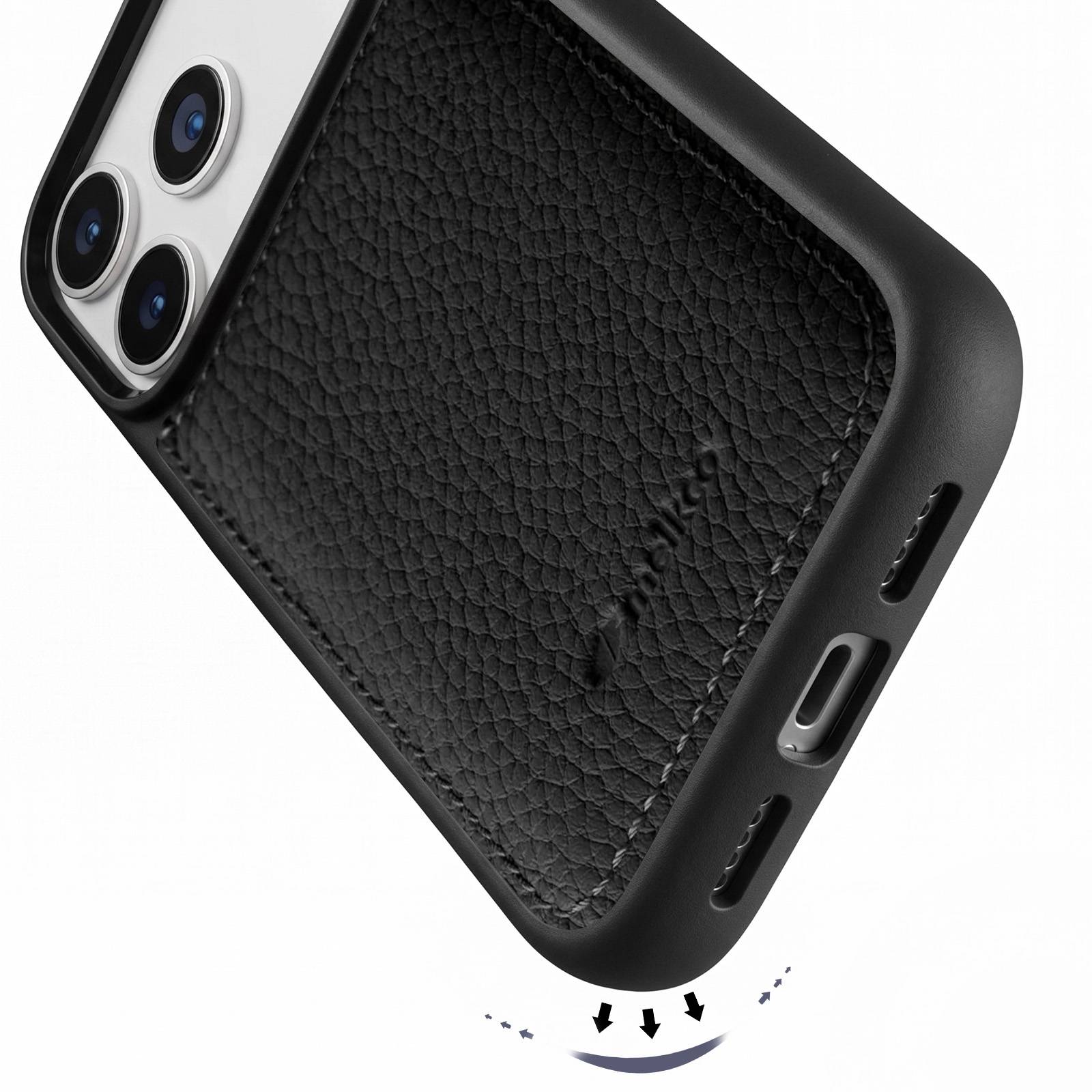 Coque pour iPhone 17 Pro Renforcée en Cuir Grainé avec Bords Surélevés-3